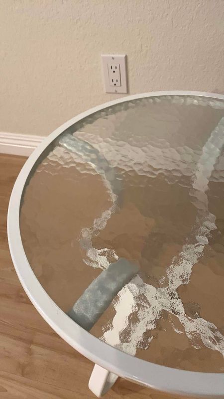 Photo 1 of METAL AND RIPPLED GLASS ROUND TABLE 20” X 18”