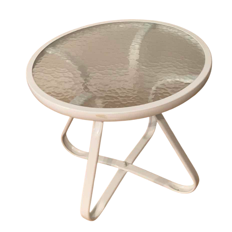 Photo 1 of METAL AND RIPPLED GLASS ROUND TABLE 20” X 18”
