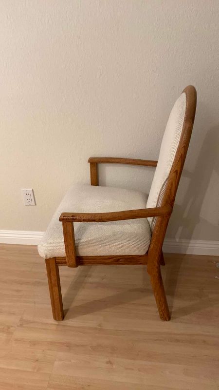 Photo 1 of WOOD AND FABRIC DINING CHAIR