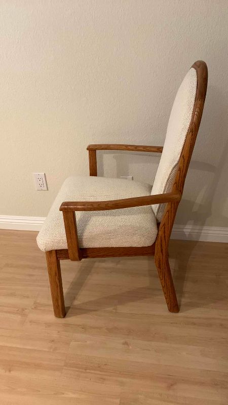 Photo 1 of WOOD AND FABRIC DINING CHAIR