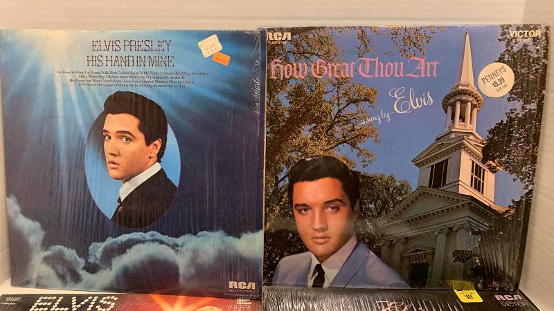 Photo 1 of 4-VINTAGE ELVIS RELIGIOUS ALBUMS: HIS HAND IN MINE, HOW GREAT THOU ART, HE TOUCHED ME, AND YOU'LL NEVER WALK ALONE