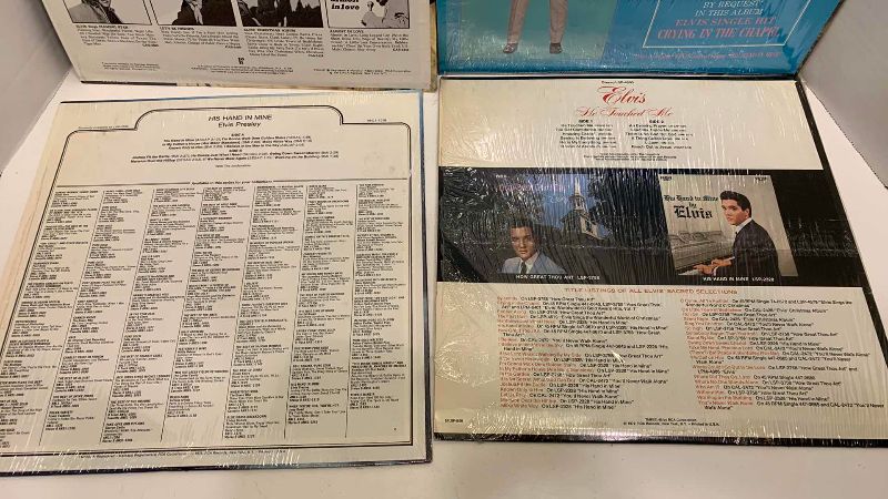 Photo 1 of 4-VINTAGE ELVIS RELIGIOUS ALBUMS: HIS HAND IN MINE, HOW GREAT THOU ART, HE TOUCHED ME, AND YOU'LL NEVER WALK ALONE