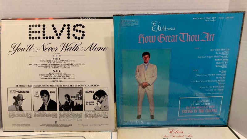 Photo 1 of 4-VINTAGE ELVIS RELIGIOUS ALBUMS: HIS HAND IN MINE, HOW GREAT THOU ART, HE TOUCHED ME, AND YOU'LL NEVER WALK ALONE