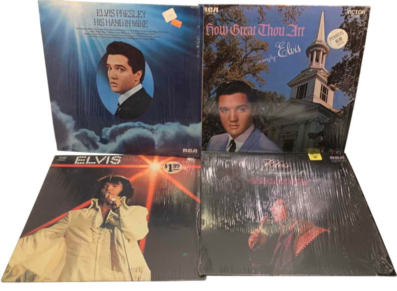 Photo 1 of 4-VINTAGE ELVIS RELIGIOUS ALBUMS: HIS HAND IN MINE, HOW GREAT THOU ART, HE TOUCHED ME, AND YOU'LL NEVER WALK ALONE