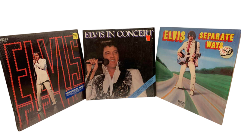 Photo 1 of 3-VINTAGE ELVIS ALBUMS: MEMORIES OF ELVIS, ELVIS IN CONCERT, AND SEPARATE WAYS