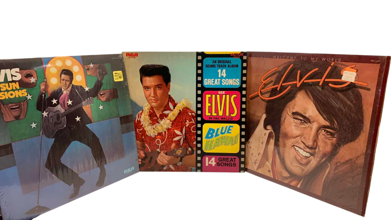 Photo 1 of 3-VINTAGE ELVIS ALBUMS: THE SUN SESSIONS, BLUE HAWAII, AND WELCOME TO MY WORLD