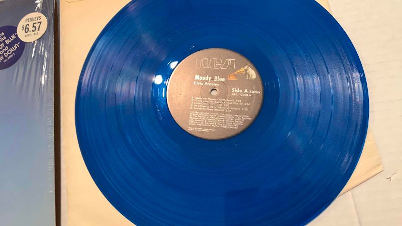 Photo 1 of VINTAGE ELVIS MOODY BLUE ALBUM WITH BLUE RECORD