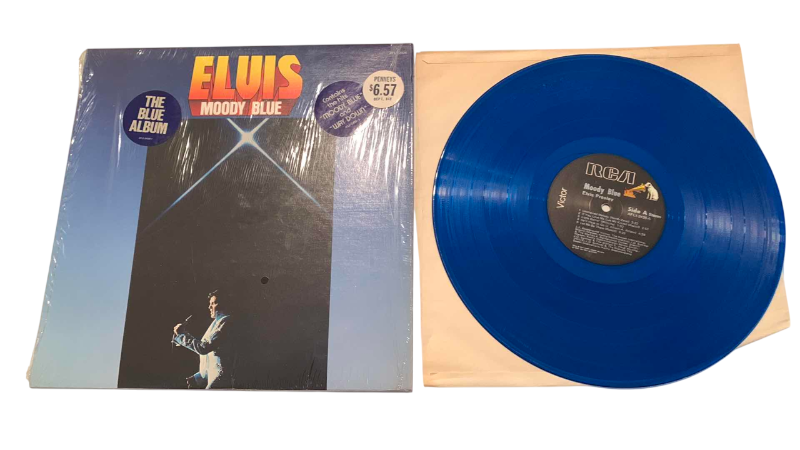 Photo 1 of VINTAGE ELVIS MOODY BLUE ALBUM WITH BLUE RECORD