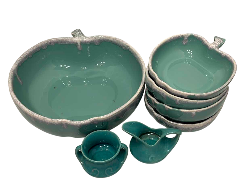 Photo 1 of TURQUOISE AQUA APPLE SHAPE SERVING BOWLS