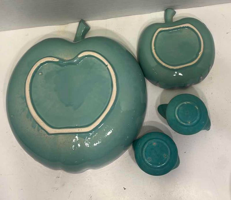 Photo 1 of TURQUOISE AQUA APPLE SHAPE SERVING BOWLS