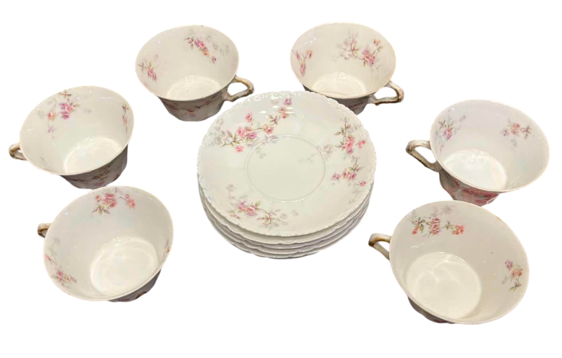 Photo 1 of 12-THEODORE HAVILAND LIMOGES FRANCE PORCELAIN TEA SET