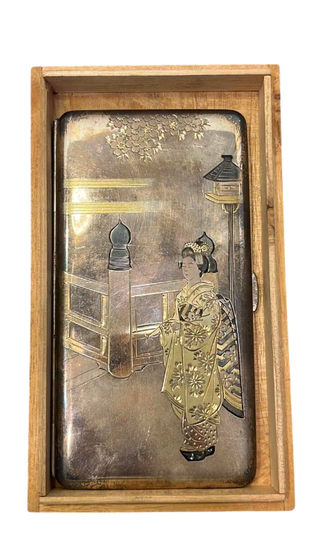 Photo 1 of VINTAGE JAPANESE 950 STERLING SILVER CIGARETTE CASE