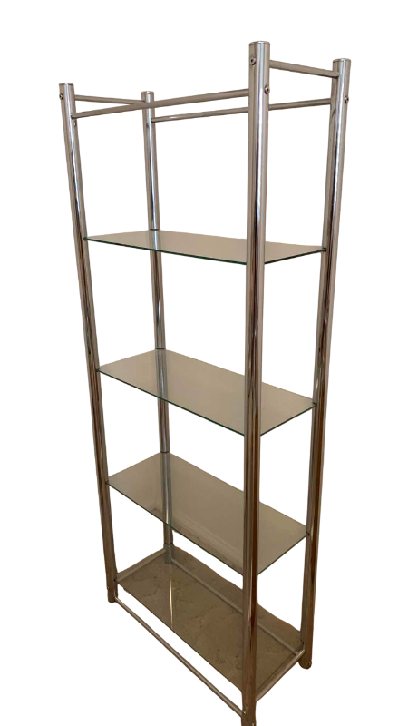 Photo 1 of GLASS AND METAL SHELF UNIT 25” X 11” H 63”
