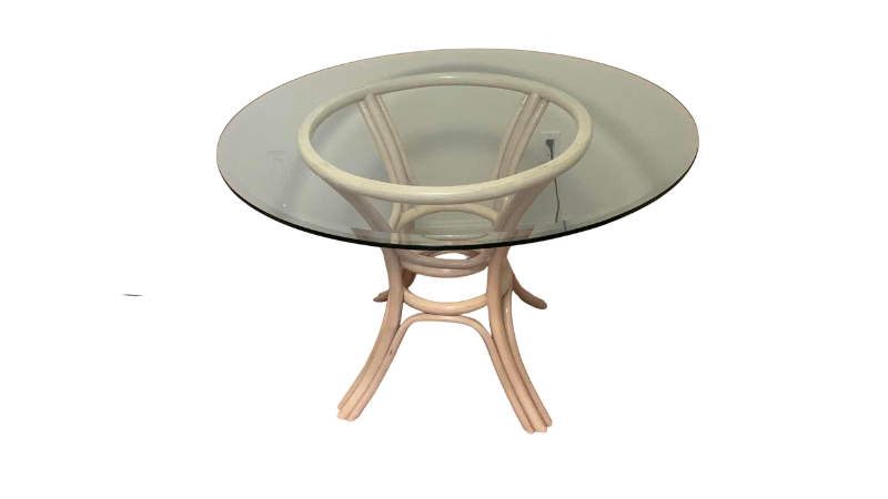Photo 1 of WOOD AND GLASS DINING TABLE 42” CIRCUMFERENCE