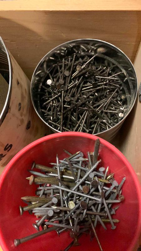 Photo 1 of CONTAINERS OF ASSORTED NAILS