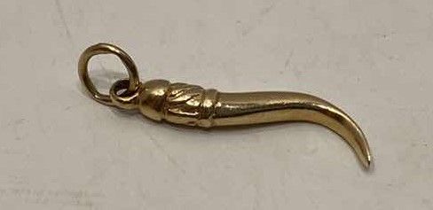 Photo 1 of 14K YELLOW GOLD ITALIAN HORN PENDANT 3/4" LONG