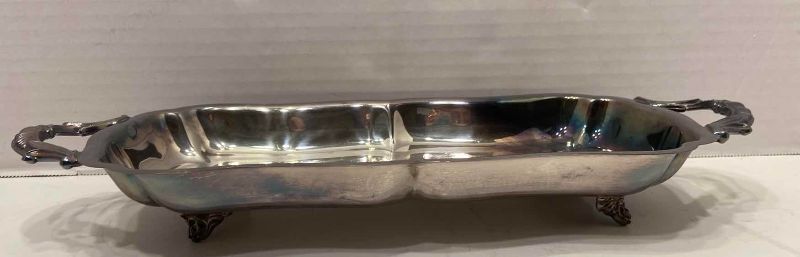 Photo 1 of VINTAGE LEONARD SILVERPLATE FOOTED HANDLED SERVING TRAY
