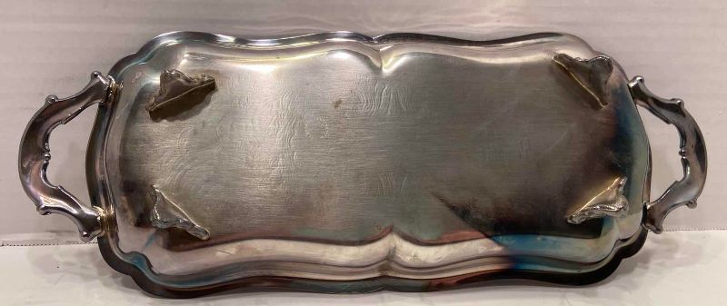 Photo 1 of VINTAGE LEONARD SILVERPLATE FOOTED HANDLED SERVING TRAY