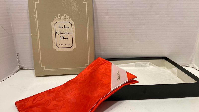 Photo 1 of VINTAGE CHRISTIAN DIOR SCARF WITH DUST BAG IN ORIGINAL BOX