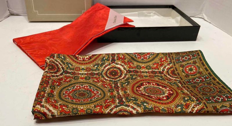 Photo 1 of VINTAGE CHRISTIAN DIOR SCARF WITH DUST BAG IN ORIGINAL BOX