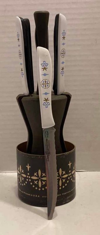 Photo 1 of VINTAGE 1963 EKCO CAROUSEL 6-PIECE STEAKETTE CUTLERY SET USA