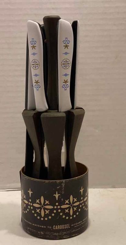 Photo 1 of VINTAGE 1963 EKCO CAROUSEL 6-PIECE STEAKETTE CUTLERY SET USA