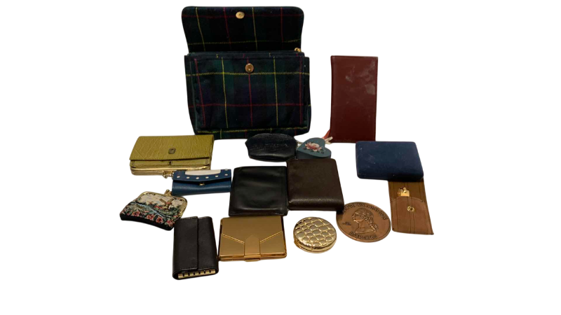 Photo 1 of ASSORTED SMALL BAGS AND 2-WOMENS COMPACTS