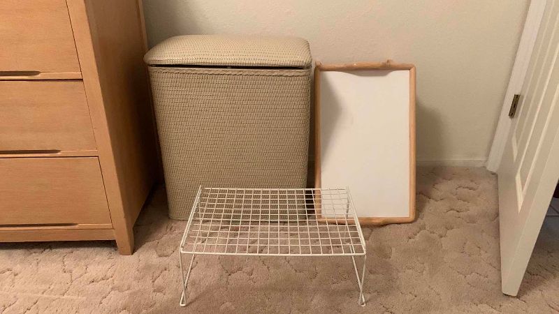 Photo 1 of CLOTHES HAMPER, TV TRAY AND A STAND