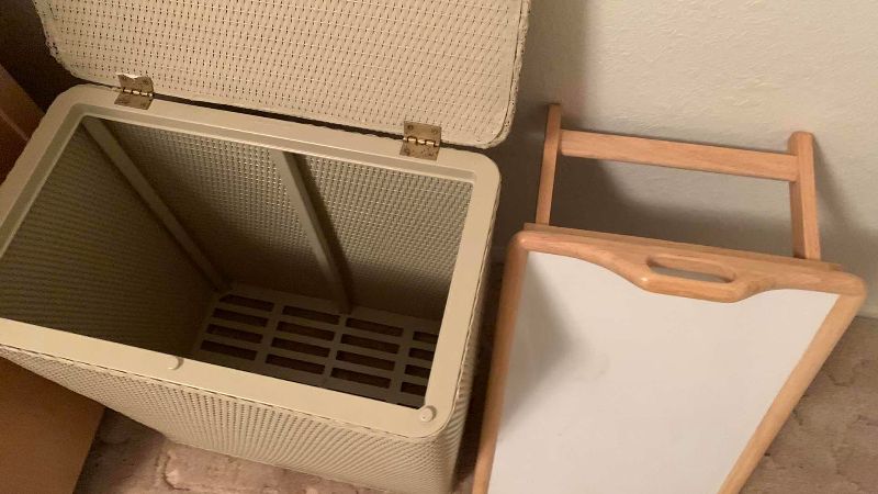 Photo 1 of CLOTHES HAMPER, TV TRAY AND A STAND