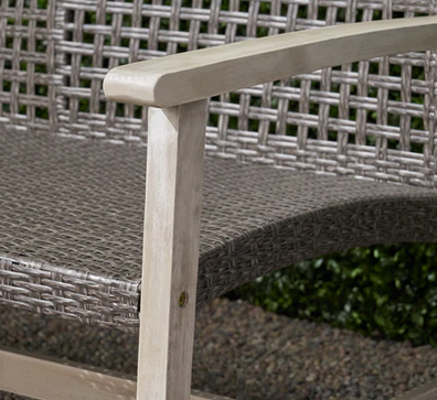 Photo 1 of MARCIA OUTDOOR 3-SEATER WICKER WEAVE SOFA WITH ACACIA WOOD FRAME LIGHT GREY WASH AND BLACK WICKER SOFA