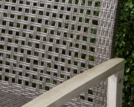 Photo 1 of MARCIA OUTDOOR 3-SEATER WICKER WEAVE SOFA WITH ACACIA WOOD FRAME LIGHT GREY WASH AND BLACK WICKER SOFA