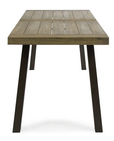 Photo 1 of MIKA OUTDOOR FINISHED ACACIA WOOD DINING TABLE GREY FINISH + RUSTIC METAL 