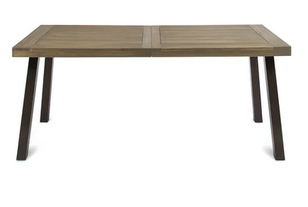 Photo 1 of MIKA OUTDOOR FINISHED ACACIA WOOD DINING TABLE GREY FINISH + RUSTIC METAL 