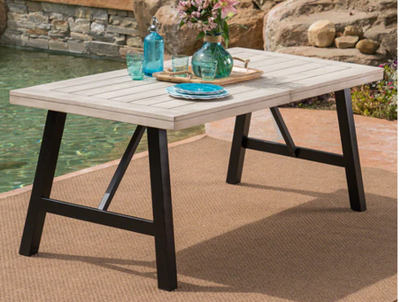 Photo 1 of BOROCAY OUTDOOR LIGHT GRAY FINISHED ACACIA WOOD DINING TABLE