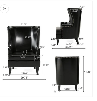 Photo 1 of JAMESON LEATHER HIGH BACK WINGBACK ARMCHAIR TEAL COLOR
