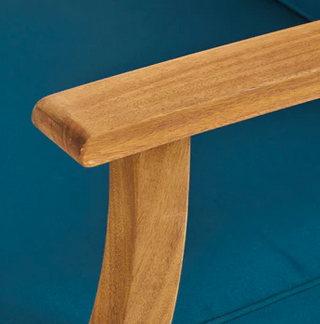 Photo 1 of ABENA OUTDOOR TEAK FINISHED ACACIA WOOD CLUB CHAIRS WITH WATER RESISTANT BLUE COLOR CUSHIONS