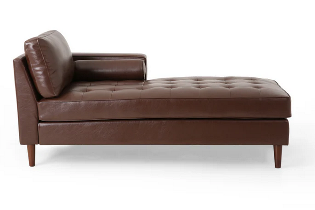 Photo 1 of HIXON CONTEMPORARY TUFTED UPHOLSTERED CHAISE LOUNGE COGNAC COLOR