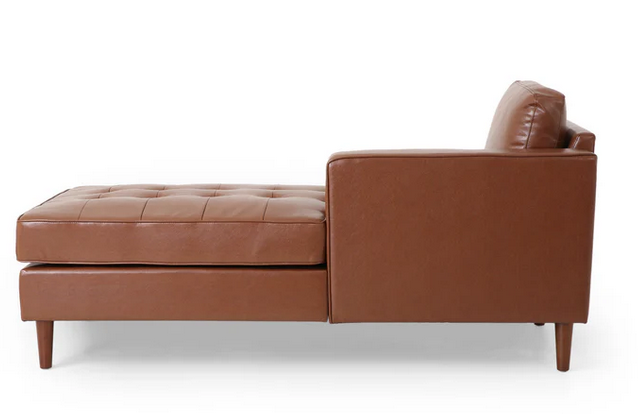 Photo 1 of HIXON CONTEMPORARY TUFTED UPHOLSTERED CHAISE LOUNGE COGNAC COLOR
