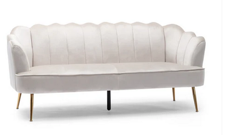 Photo 1 of OHNSTAD MODERN GLAM VELVET CHANNEL STITCH 3 SEATER SHELL SOFABEIGE LOVESEAT