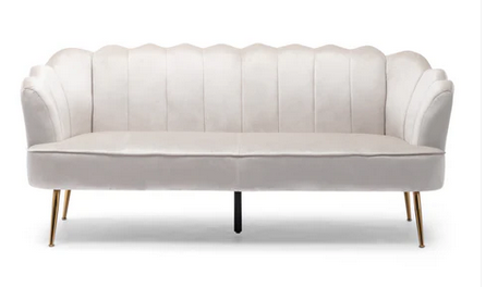Photo 1 of OHNSTAD MODERN GLAM VELVET CHANNEL STITCH 3 SEATER SHELL SOFABEIGE LOVESEAT