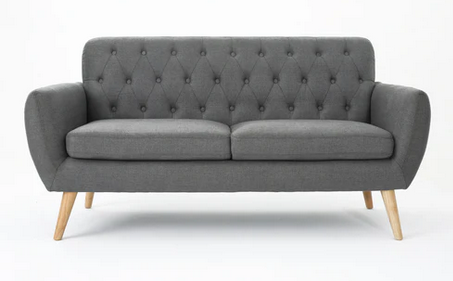 Photo 1 of ALSCOT MID CENTURY MODERN FABRIC TUFTED OVERSIZED LOVESEAT GREY