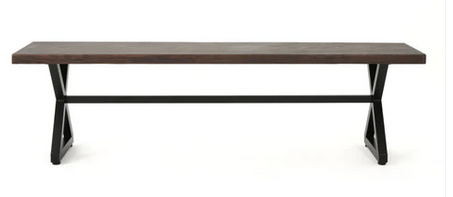 Photo 1 of ROSARITO OUTDOOR ALUMINUM DINING BENCH WITH BLACK STEEL FRAME
