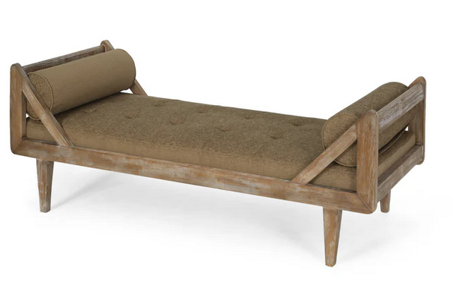 Photo 1 of HULLER RUSTIC TUFTED DOUBLE END CHAISE LOUNGE WITH BOLSTER PILLOWS  IN BEIGE