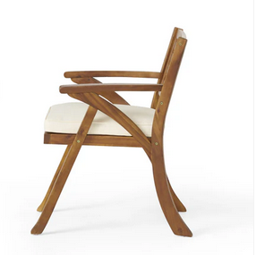 Photo 1 of HELEN OUTDOOR GREY FINISH ACACIA WOOD CREAM CUSHION OUTDOOR ARM CHAIR SET OF TWO