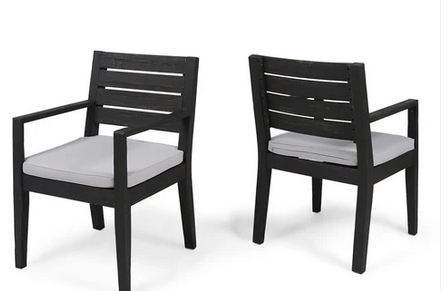 Photo 1 of ERIC OUTDOOR ACACIA WOOD GREY DINING CHAIR SET OF 2
