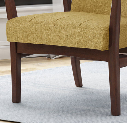 Photo 1 of CALLISTO FABRIC MID-CENTURY BIRCH CLUB CHAIR MUSTARD COLORED