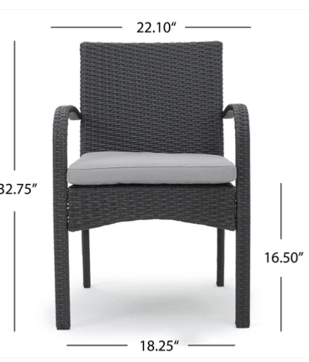 Photo 1 of EL CAPITAN OUTDOOR GREY WICKER DINING CHAIRS WITH CUSHIONS GREY COLOR SET OF 2