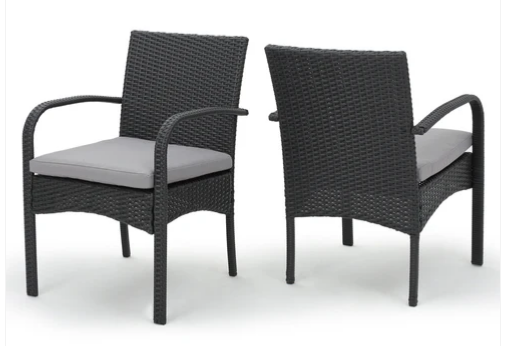 Photo 1 of EL CAPITAN OUTDOOR GREY WICKER DINING CHAIRS WITH CUSHIONS GREY COLOR SET OF 2