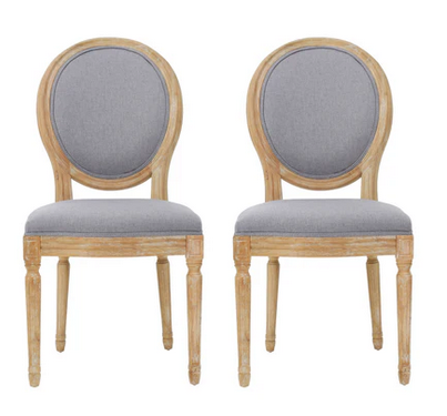 Photo 1 of PHINNAEUS FRENCH COUNTRY FABRIC DINING CHAIRS SET OF 2 