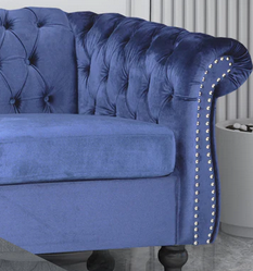 Photo 1 of ADETOKUNBO TUFTED VELVET CHESTERFIELD 3 SEATER SOFA BLUE 